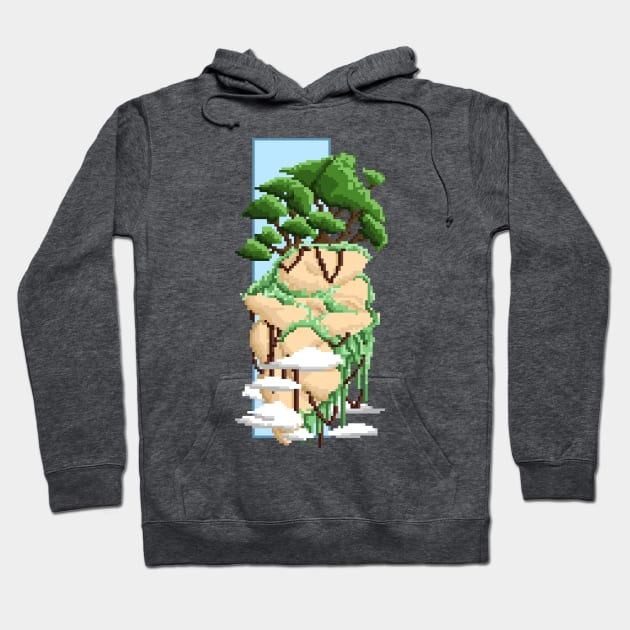 Pixel Landscape : Flying Rock Hoodie by Draad